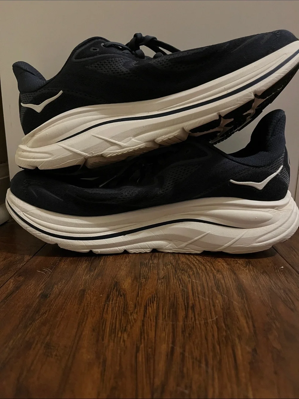 Hoka Men's Navy and White Running Sneakers